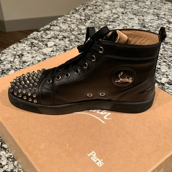 Men’s Black/Silver High Top Christian Louboutin Sneakers Size 42
